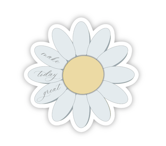 Gracefully Made Art - "Make Today Great" Blue Daisy Waterproof Vinyl Sticker