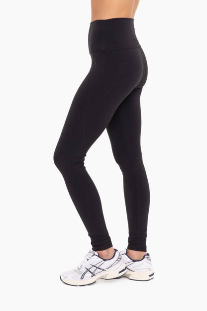 Mono B - Tapered Band Essential Solid Highwaist Leggings - Black