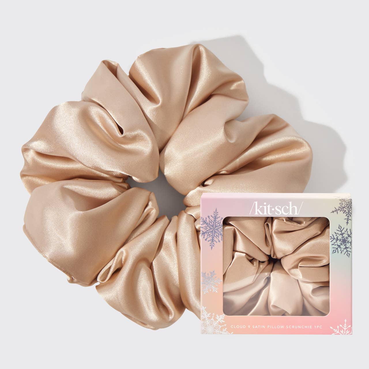 KITSCH - Holiday Cloud 9 Satin Pillow Scrunchie - Champagne