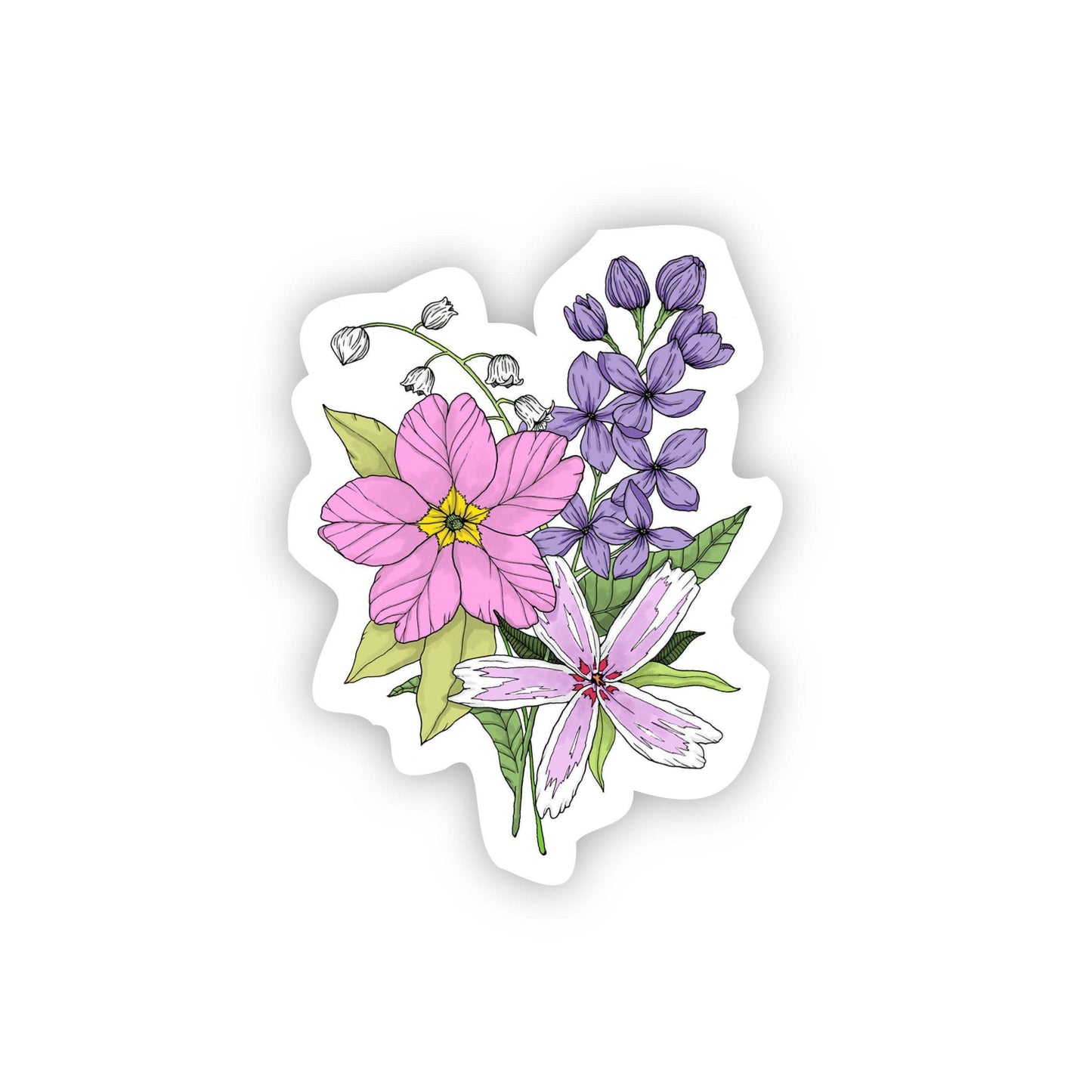 Big Moods - Flower Bouquet Sticker - Primrose Lilac Creeping Phlox Lily