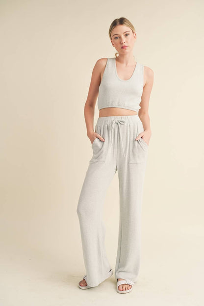 KIMBERLY C - Soft Brushed Hacci Lounge Tank and Pants Set