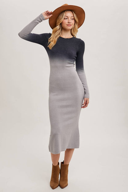 Bluivy - Ombre Bodycon Knit Midi Dress