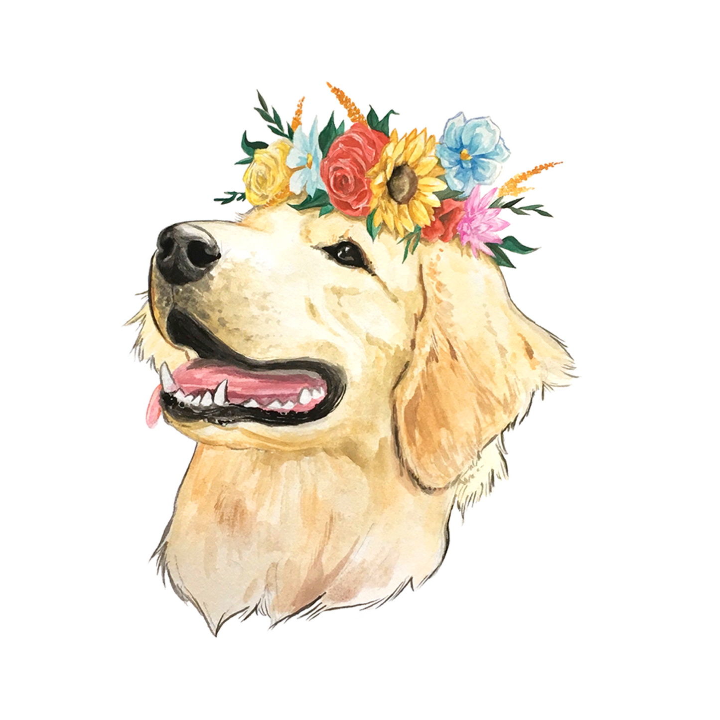 Big Moods - Flower Crown Golden Retriever Sticker