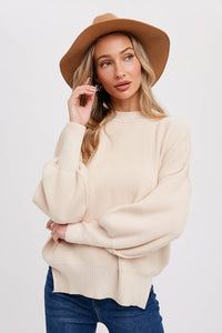 Bluivy - Ribbed Mock Neck Pullover - Shell