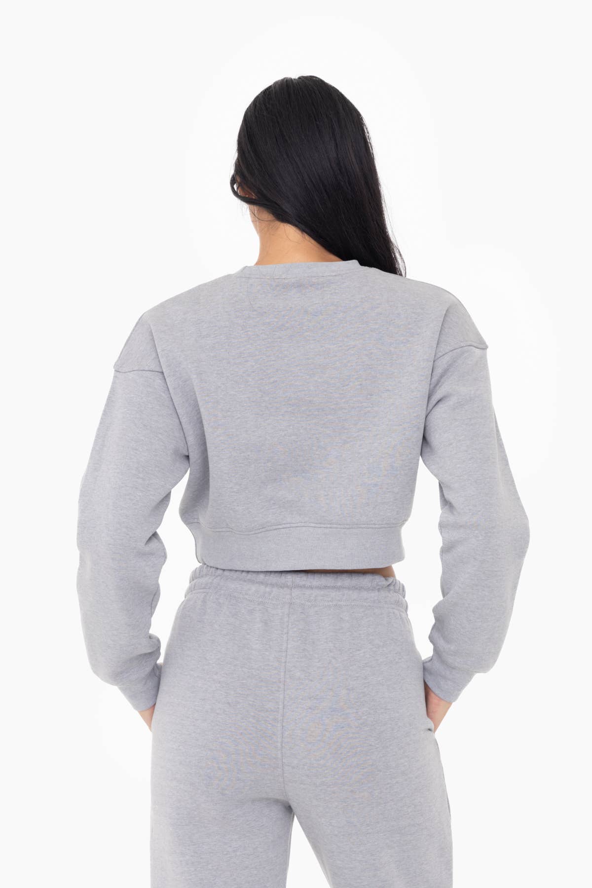 Mono B - Cropped Fleece Sweatshirt - Heather Grey