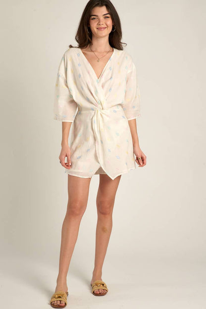 En Crème - Short Sleeve Romper with Pastel Lurex Details