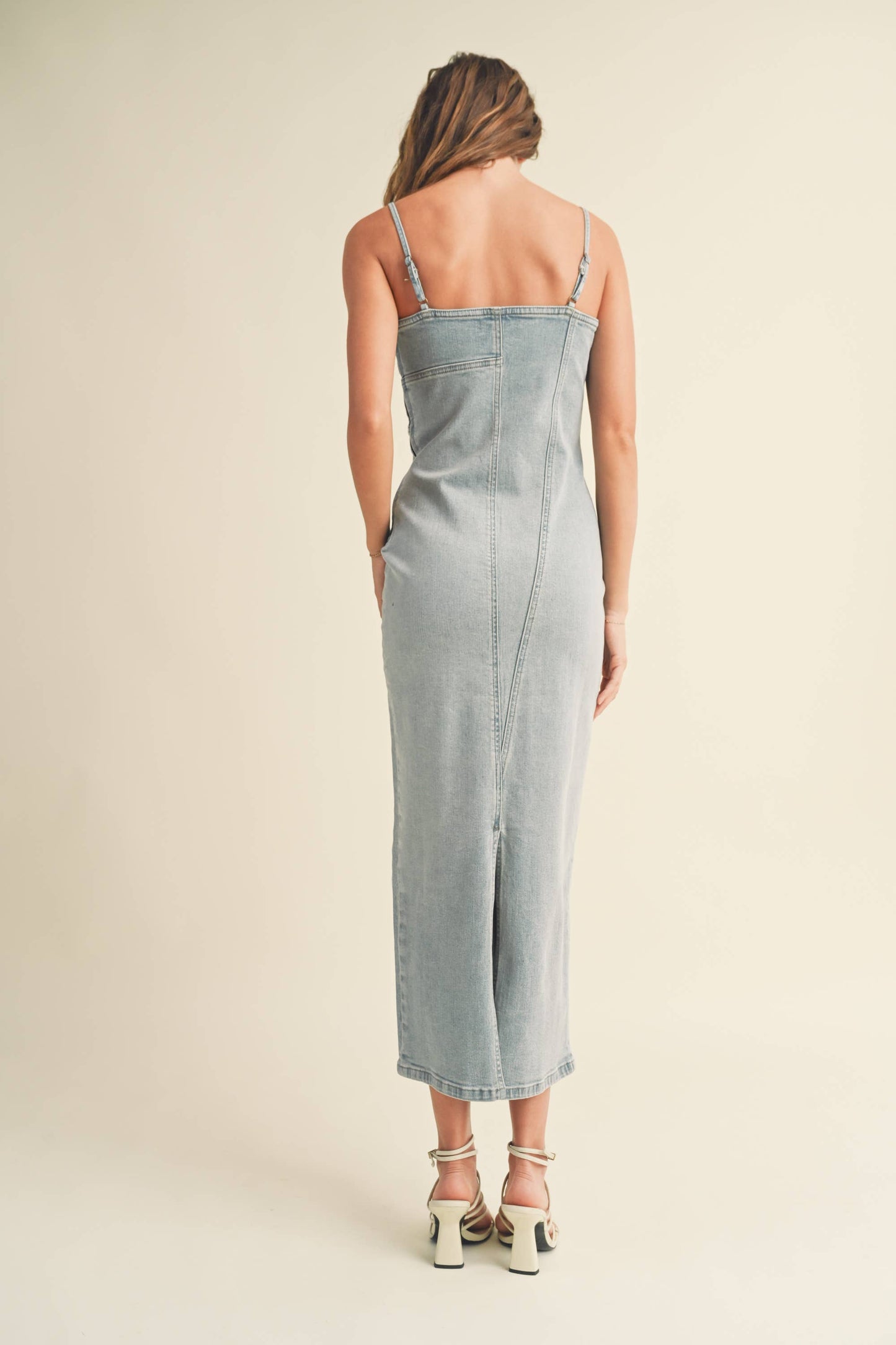 MIOU MUSE - Light Wash Stretch Denim Dress