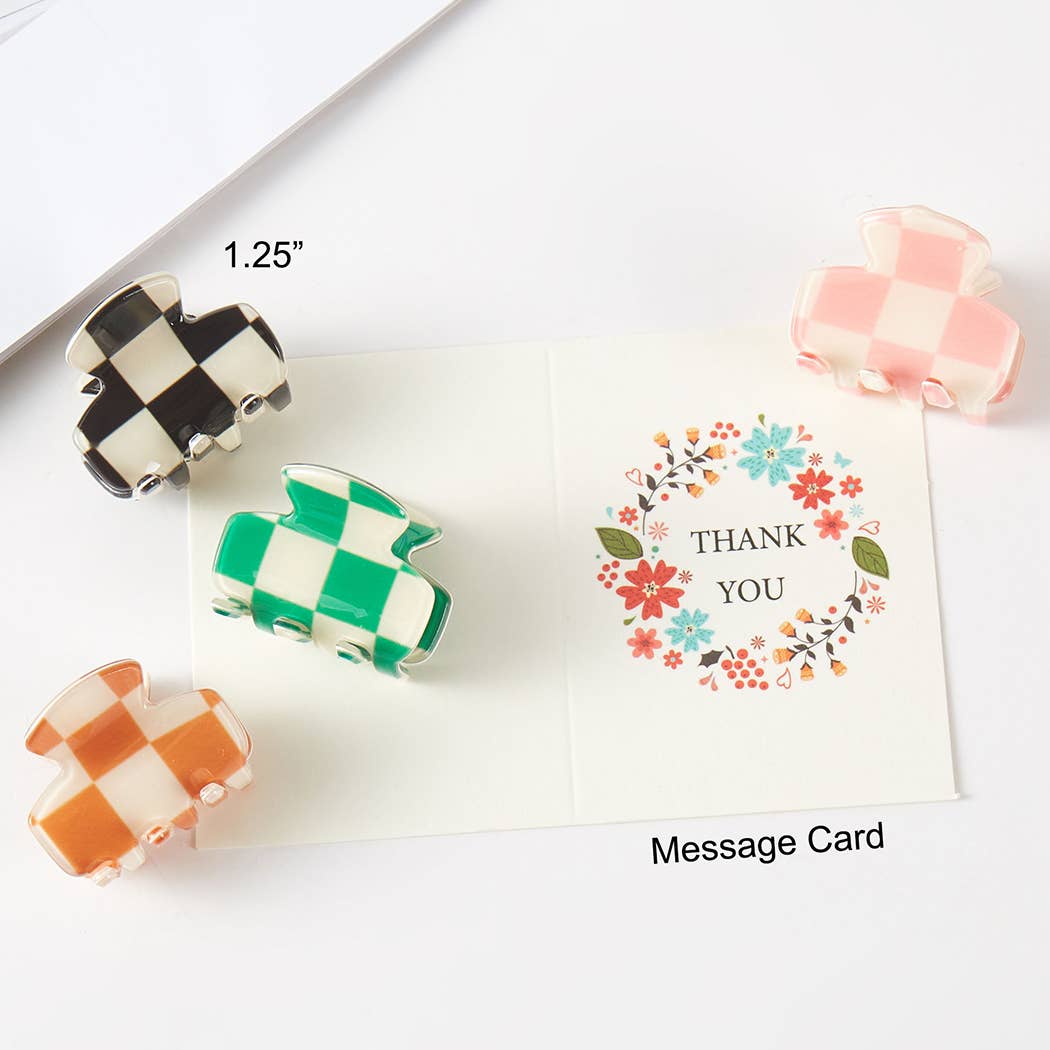 Fashion City - Checkered Assorted Color Mini Claw Hair Clip Set