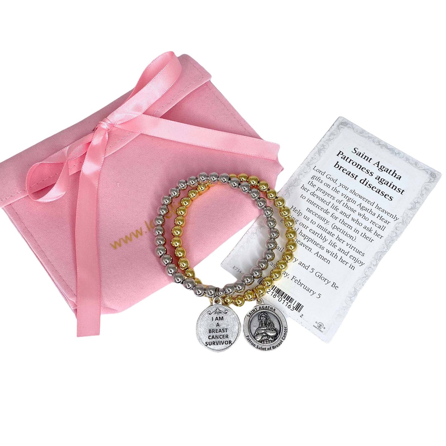 Love, Lisa - St. Agatha Patron Saint of Breast Cancer Bracelet: Silver