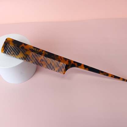 Love Attack - Cellulose Acetate Tail Hair Comb: Dark Tortoiseshell