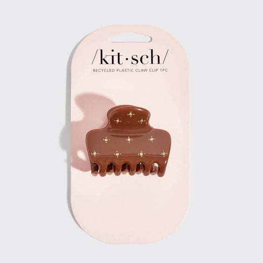 KITSCH - Recycled Plastic Rhinestone Medium Puffy Claw Clip - Camel