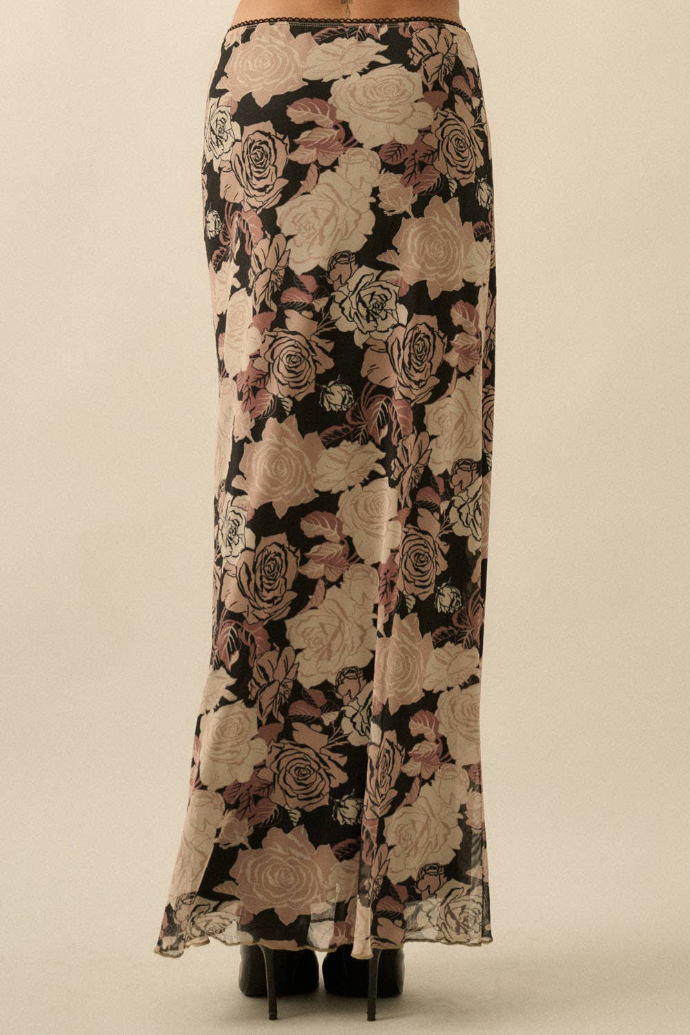 Promesa USA - Floral-Print Mesh Fitted Maxi Skirt