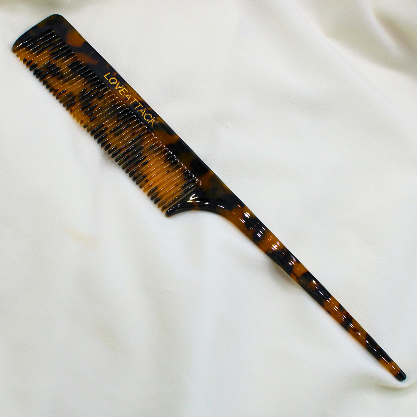 Love Attack - Cellulose Acetate Tail Hair Comb: White Tortoiseshell