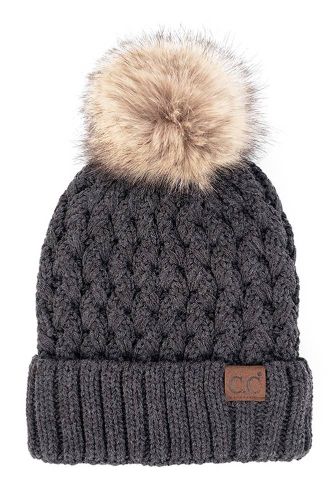 Hana - C.C Lattice Crossover Stitch Beanie Winter Hat