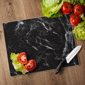 CounterArt and Highland Home - Black Marble Design Tempered Glass Cutting Board