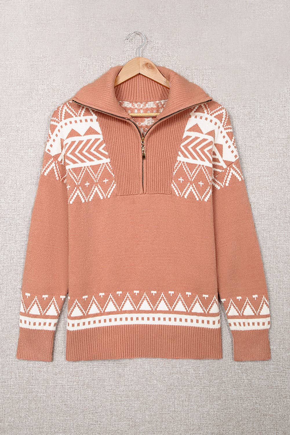 Pretty Bash - Geometric Quarter Zip Sweater