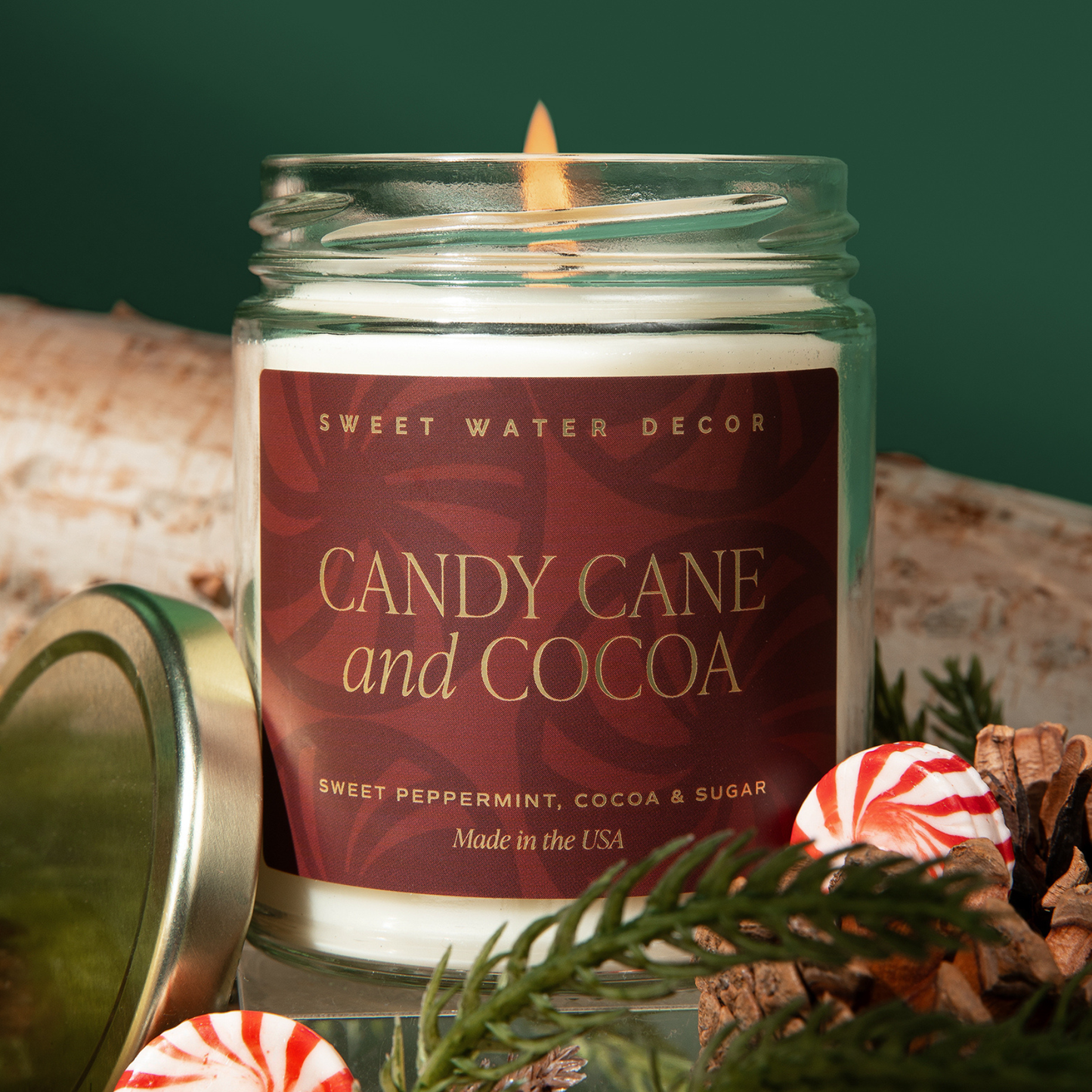 Sweet Water Decor - Candy Cane and Cocoa Soy Candle - 9 oz