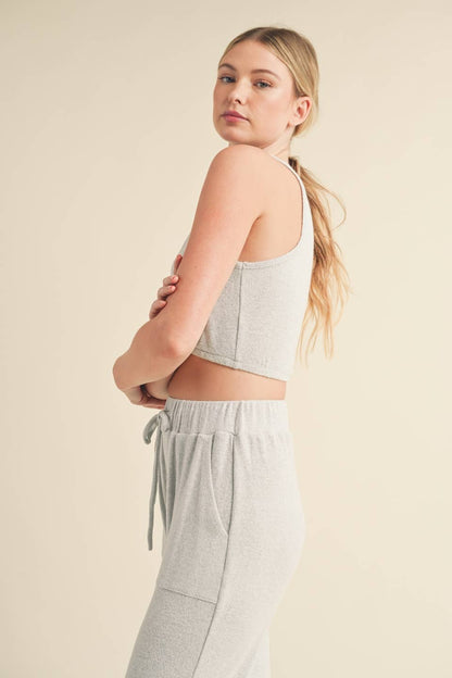 KIMBERLY C - Soft Brushed Hacci Lounge Tank and Pants Set