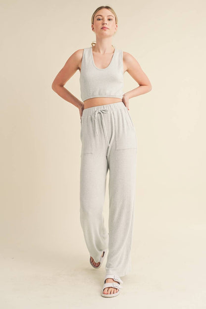 KIMBERLY C - Soft Brushed Hacci Lounge Tank and Pants Set