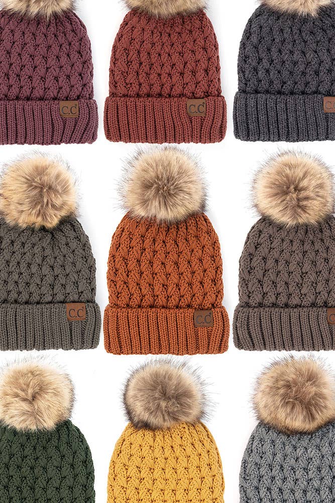 Hana - C.C Lattice Crossover Stitch Beanie Winter Hat