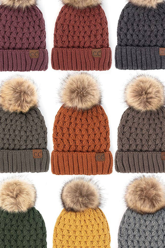 Hana - C.C Lattice Crossover Stitch Beanie Winter Hat