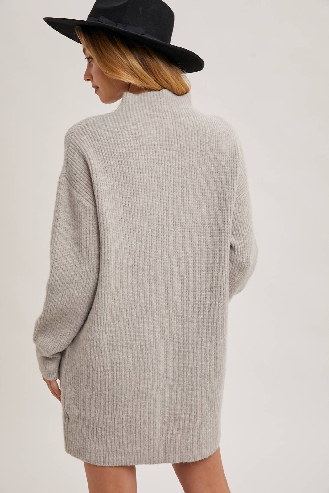 Bluivy - Mock Neck Knit Sweater Dress