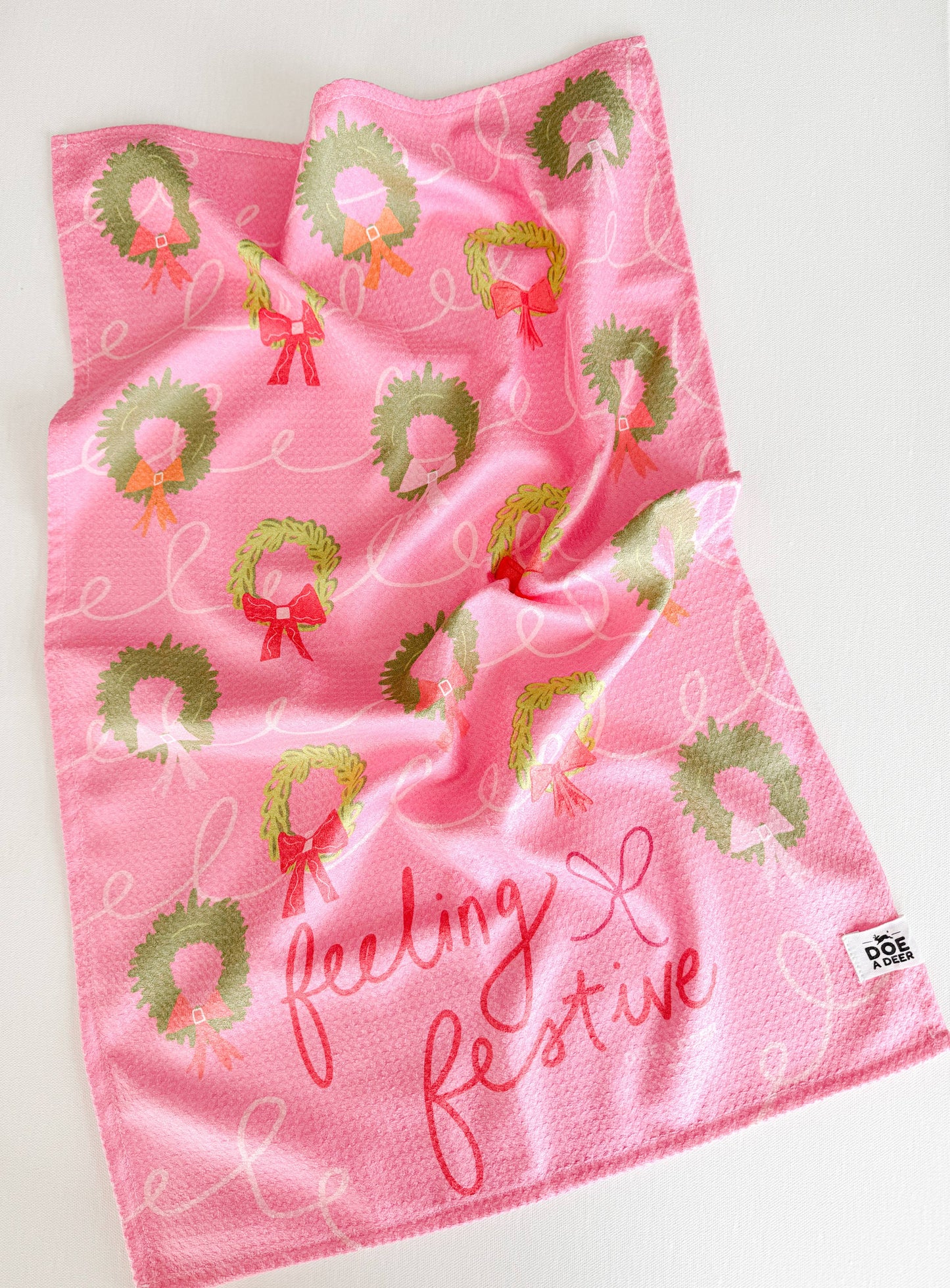 Doe A Deer - Feeling Festive Waffle Towel | Microfiber | Christmas