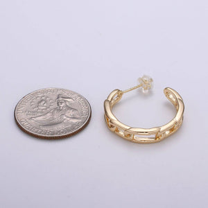 Aim Eternal - Gold Paper Clip Chain Hoop Earrings