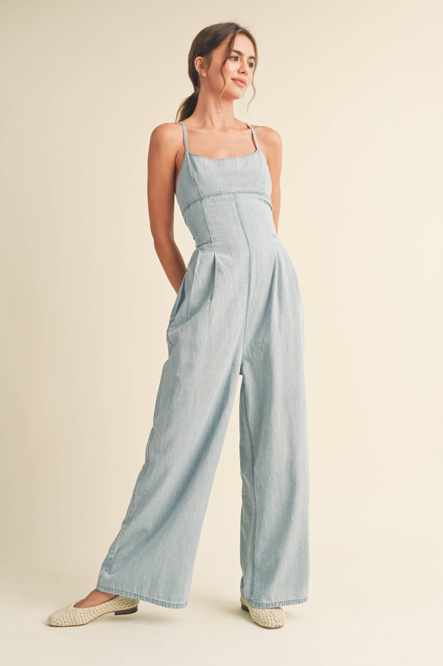 MIOU MUSE - JU3702   WASHED DENIM JUMPSUIT