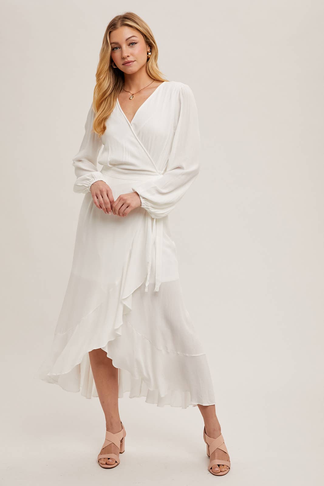 Bluivy - Ruffle Hem Maxi Wrap Dress