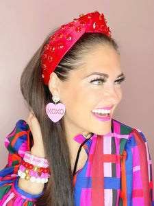 Brianna Cannon - Red Velvet Headband with Red Crystal Hearts