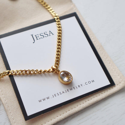 JESSA Jewelry - Oval CZ Chain Necklace