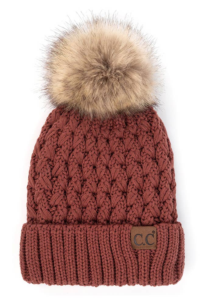 Hana - C.C Lattice Crossover Stitch Beanie Winter Hat