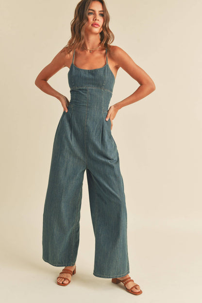 MIOU MUSE - Washed Denim Jumpsuit