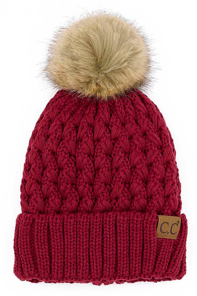 Hana - C.C Lattice Crossover Stitch Beanie Winter Hat