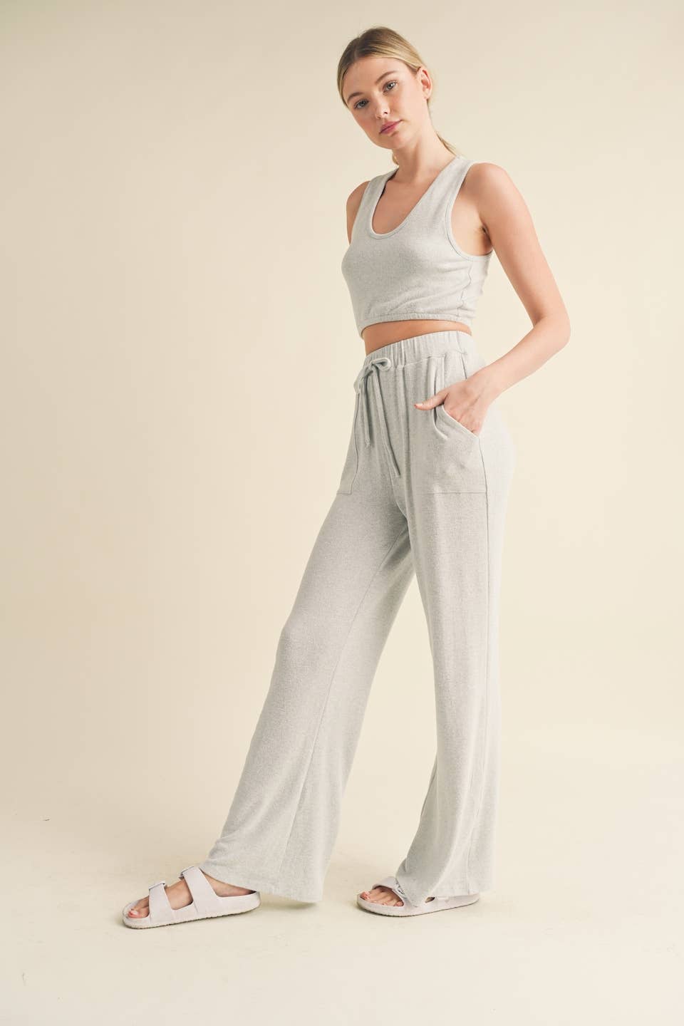 KIMBERLY C - Soft Brushed Hacci Lounge Tank and Pants Set