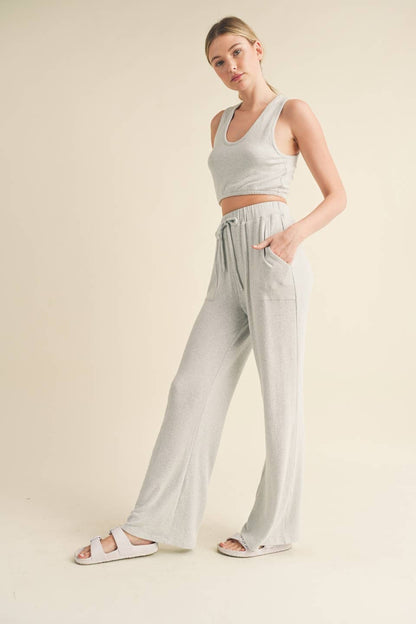 KIMBERLY C - Soft Brushed Hacci Lounge Tank and Pants Set