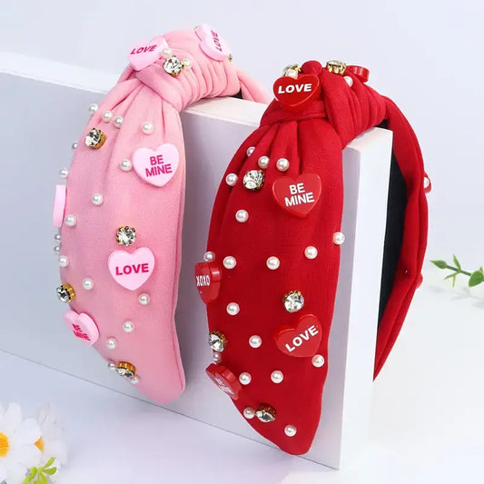 Kate Tuesday Jewelry - Pack of 2 Valentine's Day Headbands Pearl Hearts
