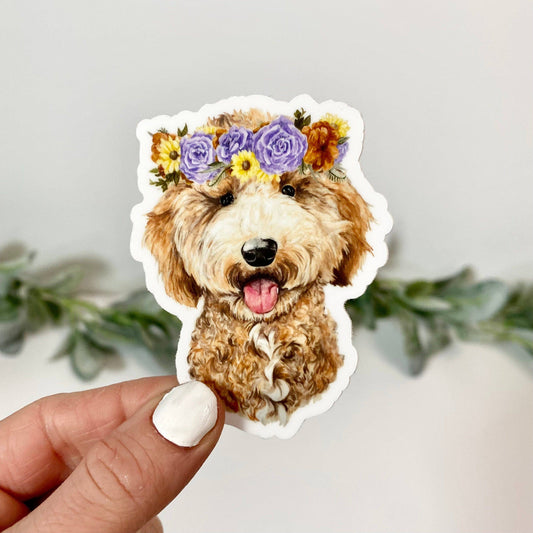 Big Moods - Goldendoodle With Flower Crown Sticker