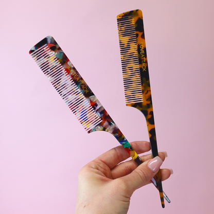 Love Attack - Cellulose Acetate Tail Hair Comb: Dark Tortoiseshell