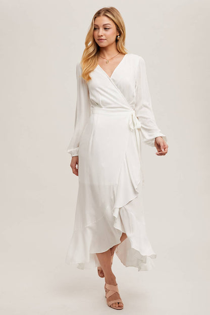 Bluivy - Ruffle Hem Maxi Wrap Dress