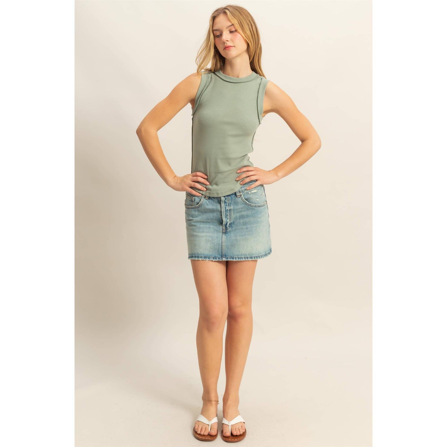 HYFVE - DZ25C058-Round Neck Ribbed Tank Top