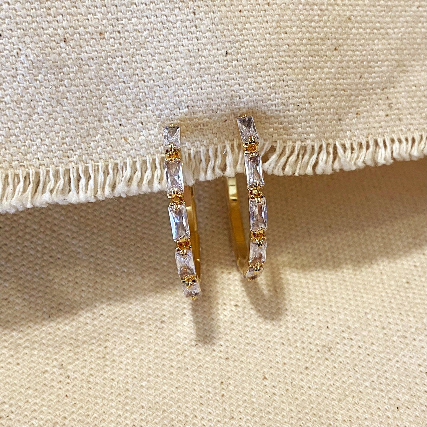 GoldFi - 18k Gold Filled Baguette Cubic Zircon Hoop Earrings