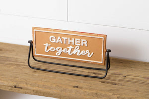 Audrey's - Two-Sided Metal Sign - Gather, Merry Christmas