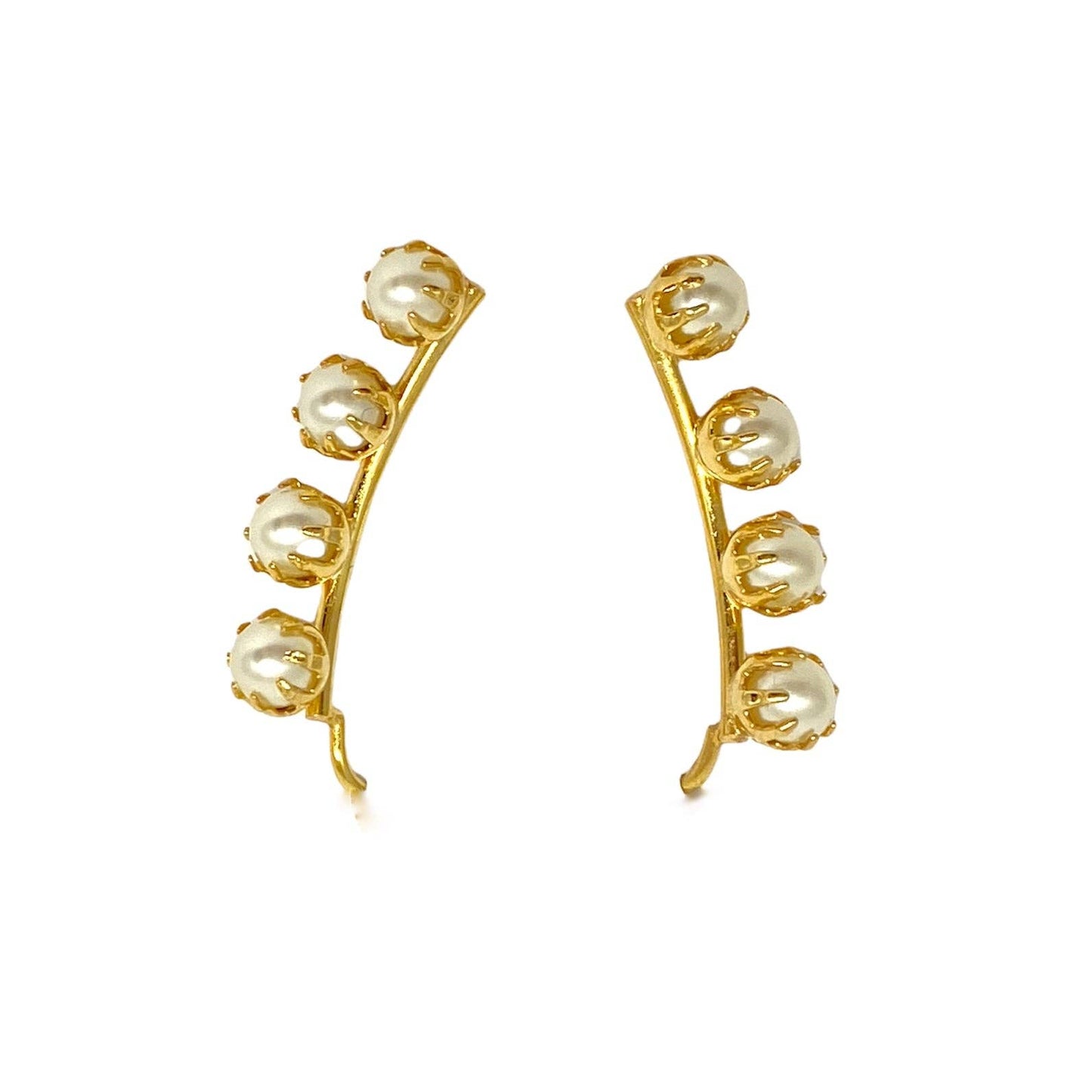 GoldFi - 18k Gold Filled Pearl Ear Climber Style Earrings