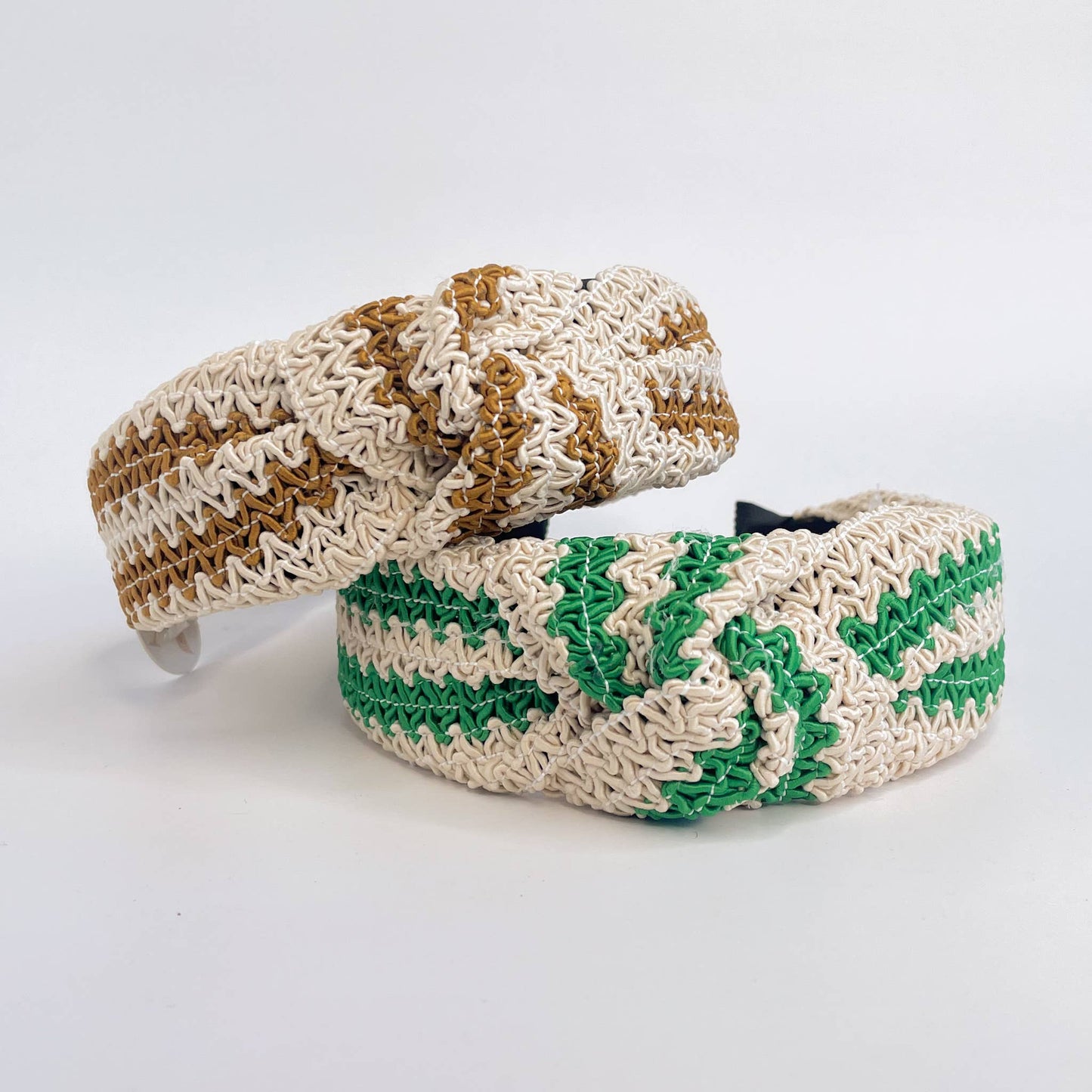 Adorro - Two Tone Woven Straw Wide Knot Headband