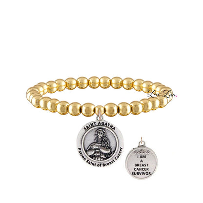 Love, Lisa - St. Agatha Patron Saint of Breast Cancer Bracelet: Silver