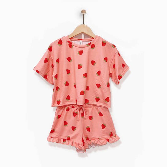 Good Girl - Strawberry Printed Ruffle Set