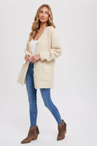 Bluivy - Buttoned Boucle Cardigan - Cream