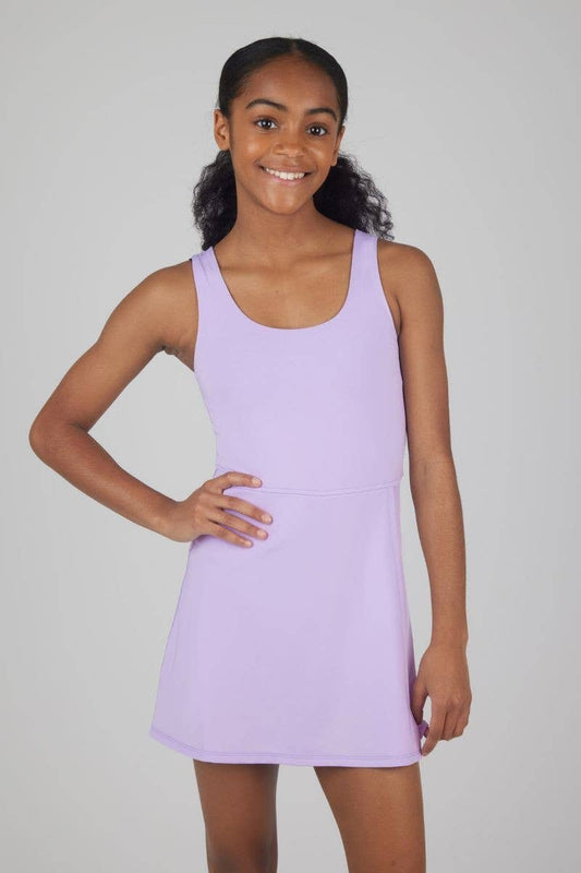 90 Degree by Reflex - Girls Athletic Tennis Dress with Inner Shorts - Pastel Lilac